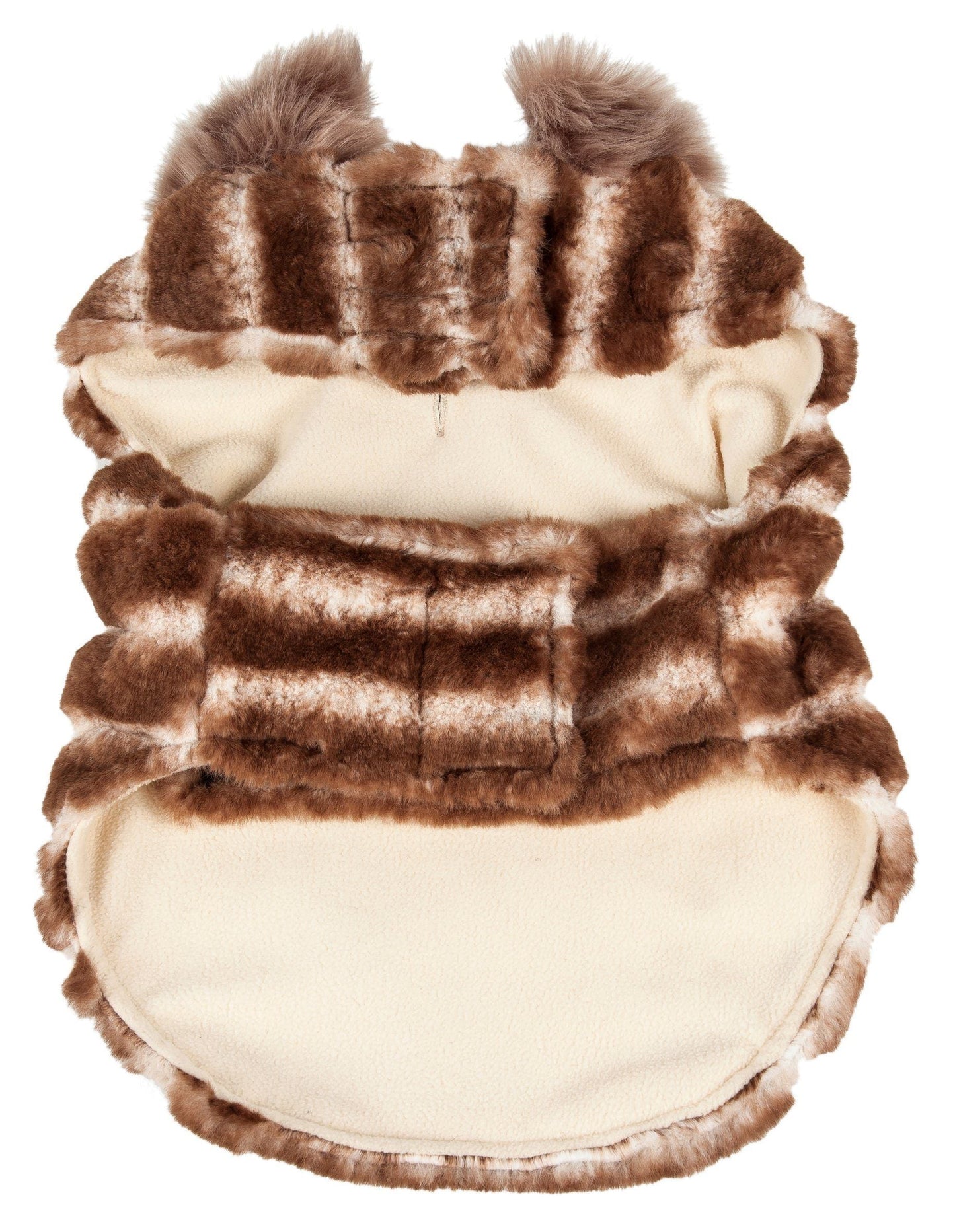 Pet Life ® Luxe 'Tira-Poochoo' Tiramisu Patterned Mink Fur Designer Dog Jacket