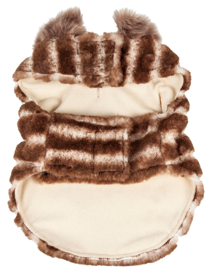 Pet Life ® Luxe 'Tira-Poochoo' Tiramisu Patterned Mink Fur Designer Dog Jacket