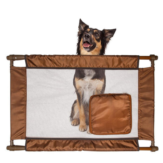 Pet Life ® 'Porta Gate' Anti-Drilling Nylon Mesh Collapsible Folding Travel Safety Pet Cat Dog Gate w/ Zippered Entrance