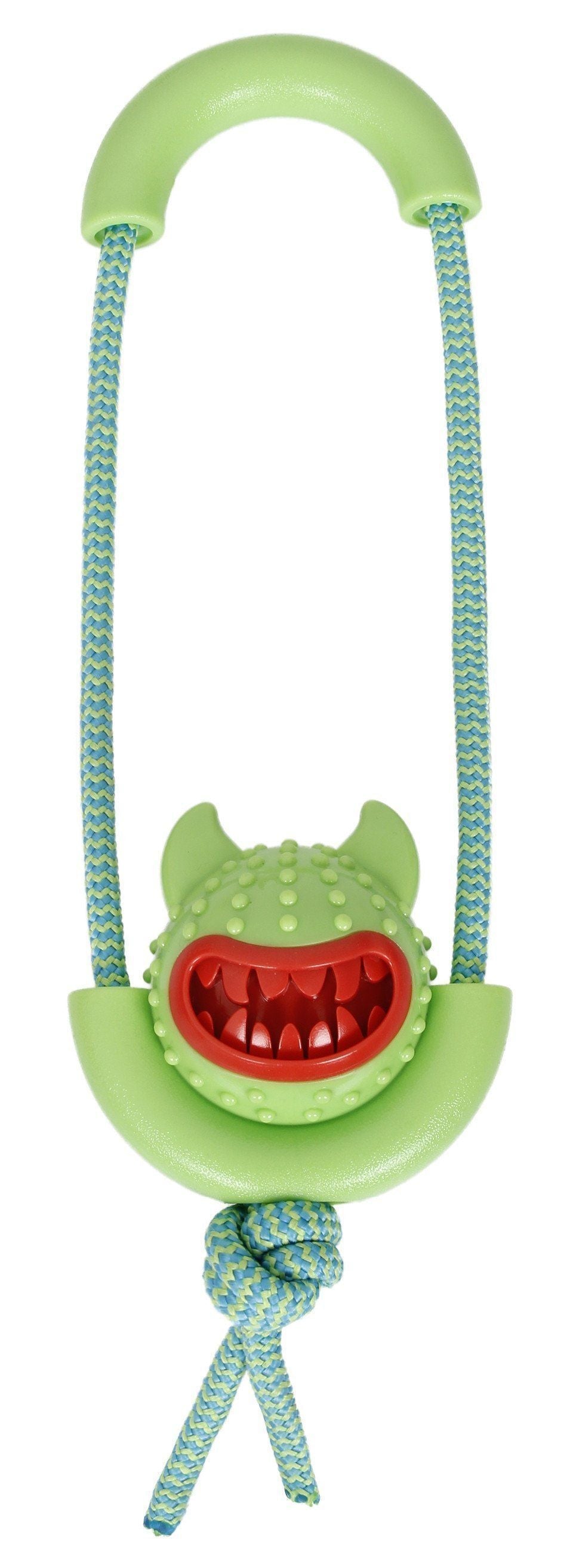 Pet Life ® 'Sling-Away' Tug and Squeak Natural Jute and Rubber Dog Toy