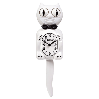 White Gentleman Kit-Cat Klock with Black Bow Tie (15.5" high)