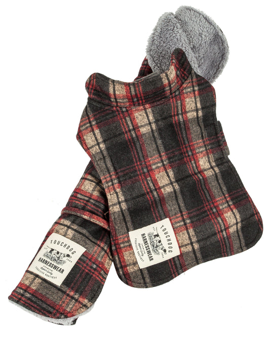 Touchdog ® 2-In-1 Tartan Plaid Dog Jacket and Matching Reversible Dog Mat