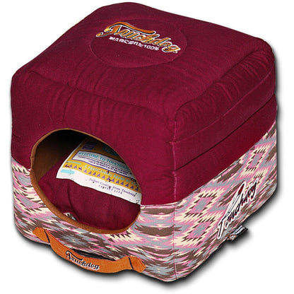Touchdog ® '70's Vintage-Tribal' 2-in-1 Collapsible Squared Dog and Cat Bed