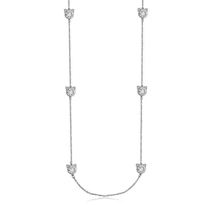 Crystal Cat Station Necklace