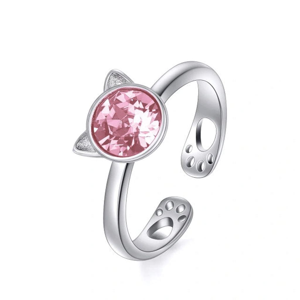 Crystal Cat Sterling Silver Ring