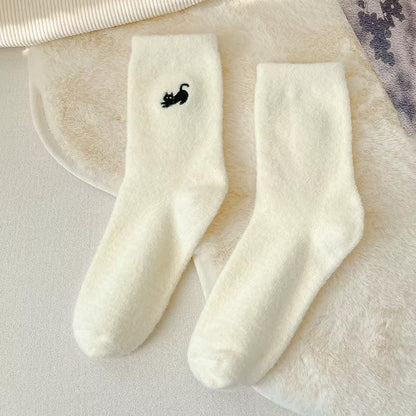 Embroidered Black Cat Socks