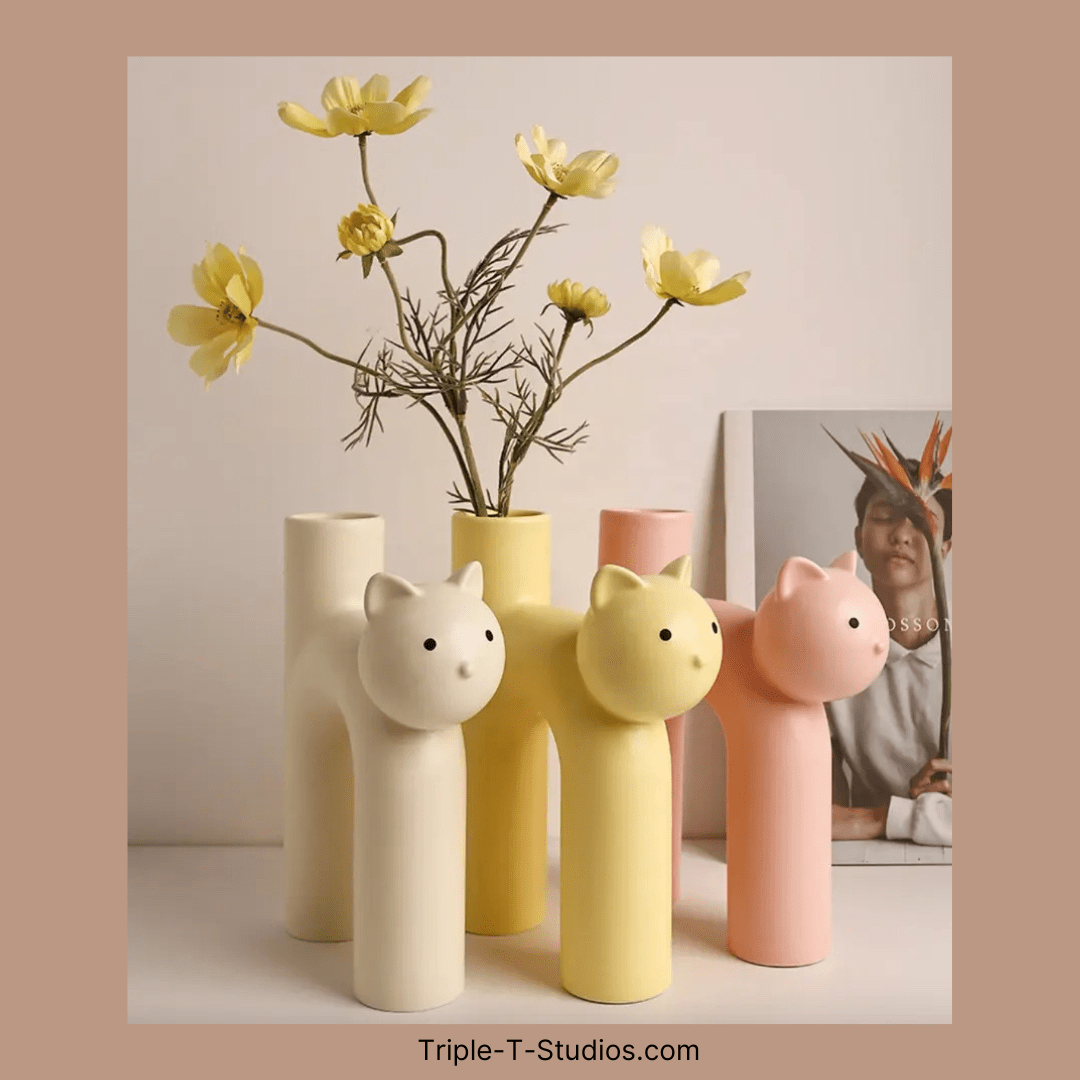 Modern Ceramic Cat Vase