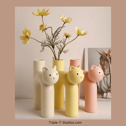 Modern Ceramic Cat Vase